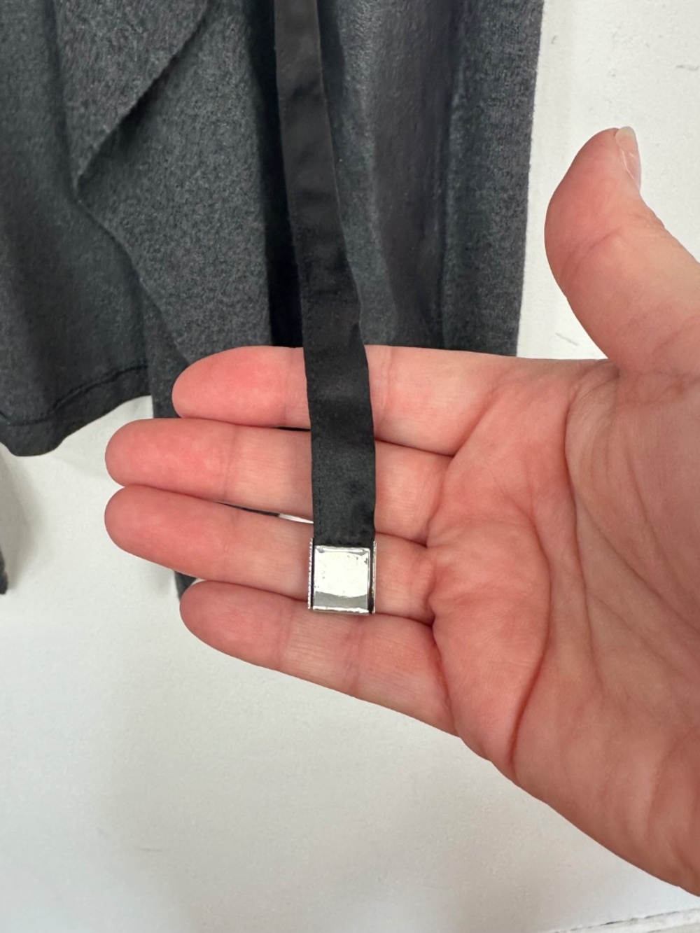 Lafayette 148 Womens Black Gray Wool Leather Waterfall Tie Waist Vest L - Picture 3 of 10